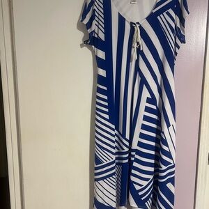 Midnight Velvet Royal Blue and White Striped Maxi Dress